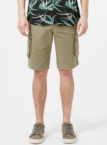 Topman Mens Khaki Wash Cargo Shorts