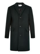 Topman Mens Forest Green Overcoat With Wool