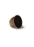 Topman Mens Gold Look And Black Oval Ring*