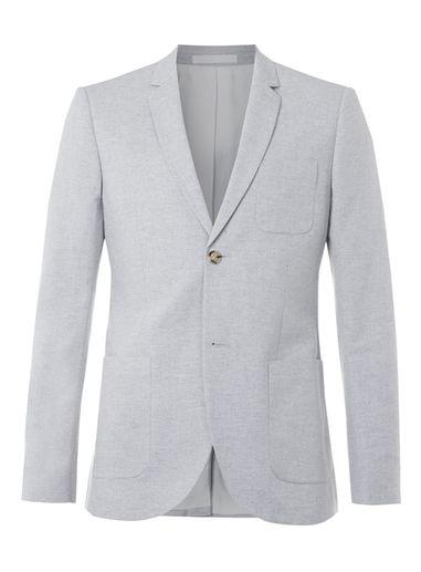 Topman Mens Light Blue Linen Mix Skinny Fit Suit Jacket