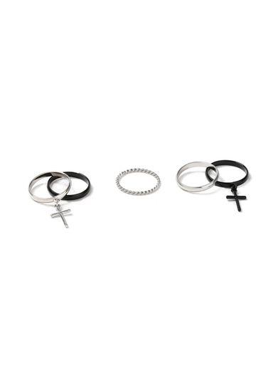Topman Mens Grey Cross Charm Rings*