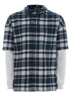 Topman Mens Blue And Gray Check Hooded Shirt