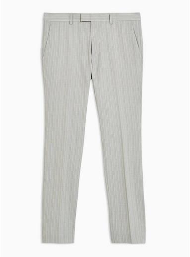 Topman Mens Grey Pinstripe Super Skinny Fit Suit Trousers