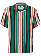 Topman Mens Green And Orange Stripe Revere Shirt