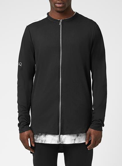 Topman Mens N1sq Black Zip Up Long Sleeve T-shirt*