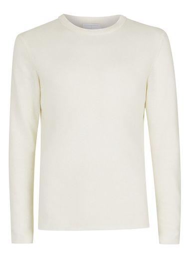 Topman Mens Topman Premium White Sweater Containing Cashmere