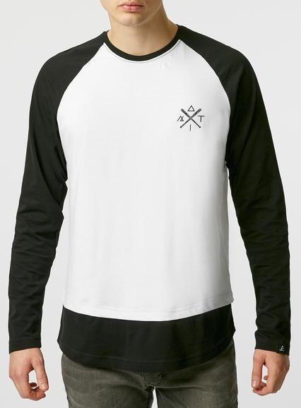 Topman Mens White Antioch Baseball Logo Raglan T-shirt