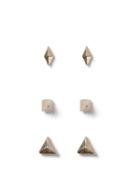 Topman Mens Gold Look Triangle Stud Earrings 3 Pack*