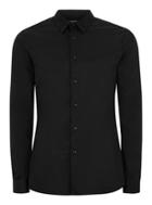 Topman Mens Black Lace Collar Long Sleeve Shirt