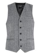 Topman Mens Mid Grey Gray Textured Wool Blend Suit Vest