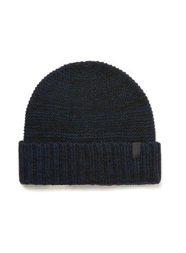 Topman Mens Blue Selected Homme Navy Waffle Textured Beanie Hat