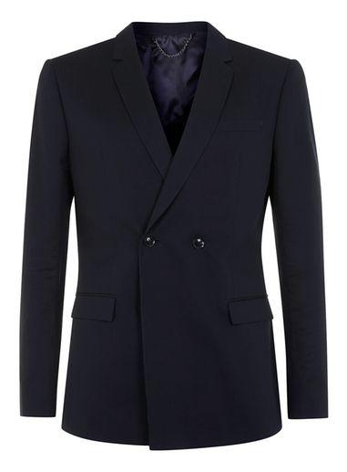 Topman Mens Blue Limited Edition Navy Double Breasted Suit Jacket