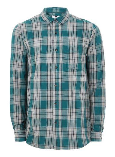 Topman Mens Blue Teal And Gray 'charlie' Shirt