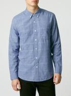 Topman Mens Blue Long Sleeve Twist Grid Check Shirt