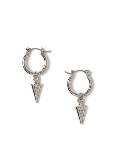 Topman Mens Silver Look Triangle Drop Hoop Earrings*