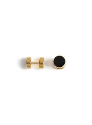 Topman Mens Black Gold Tunnel Earrings