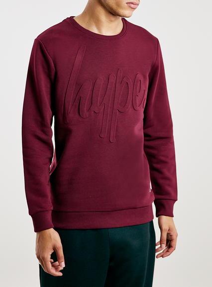Topman Mens Red Hype Burgundy Sweatshirt*