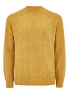 Topman Mens Yellow Mustard Roll Neck Ribbed Sweater