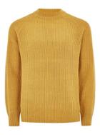 Topman Mens Yellow Mustard Roll Neck Ribbed Sweater