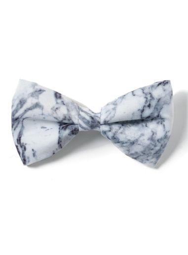 Topman Mens White Grey Marble Print Bow Tie*