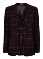 Topman Mens Navy And Red Check Skinny Fit Blazer