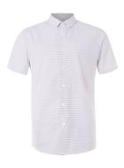 Topman Mens White And Red Geo Wave Print Short Sleeve Dress Shirt