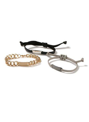 Topman Mens Multi Chain And Bar Bracelet 3 Pack*