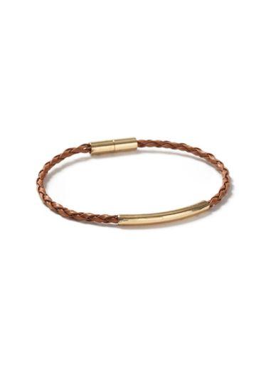 Topman Mens Brown Tan Faux Leather Plait Bracelet*