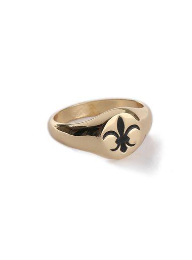 Topman Mens Gold Look Fleur De Lis Crest Ring*