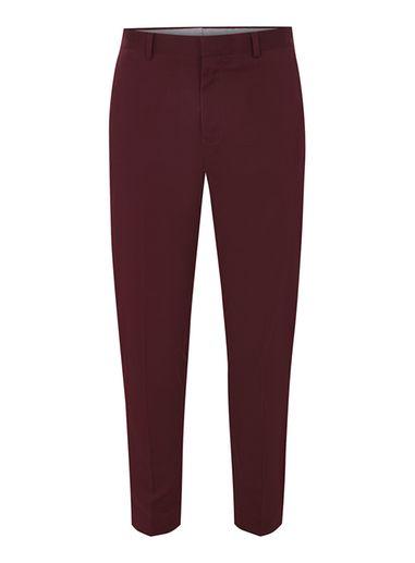 Topman Mens Burgundy Twill Tapered Pants
