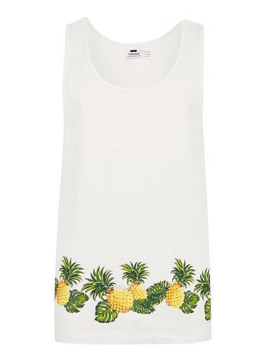 Topman Mens Cream Ecru Pineapple Print Tank