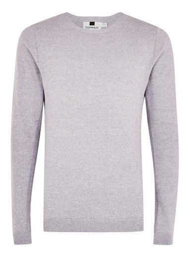 Topman Mens Purple And White Twist Side Ribbed Sweater