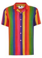 Topman Mens Multi Rainbow Stripe Short Sleeve Shirt