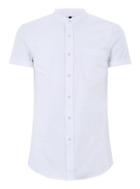 Topman Mens White Stand Collar Stretch Skinny Oxford Shirt