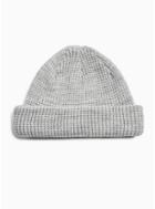 Topman Mens Grey Gray Textured Waffle Docker Beanie