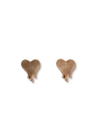 Topman Mens Gold Look Dripped Heart Stud Earrings*