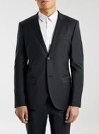 Topman Mens Black Premium Wool Blend Skinny Fit Suit Jacket