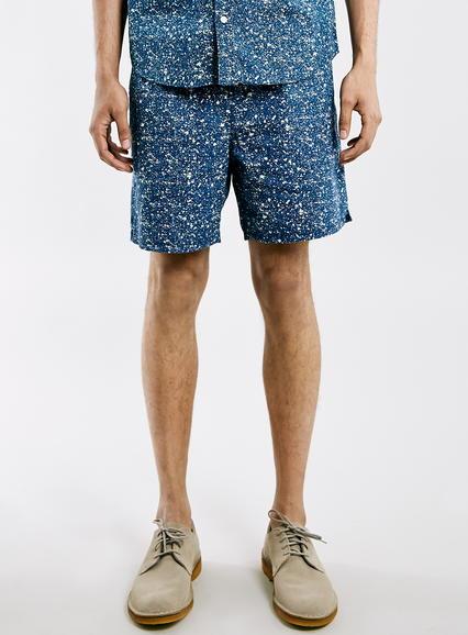 Topman Mens Ltd Blue Pebble Dash Shorts