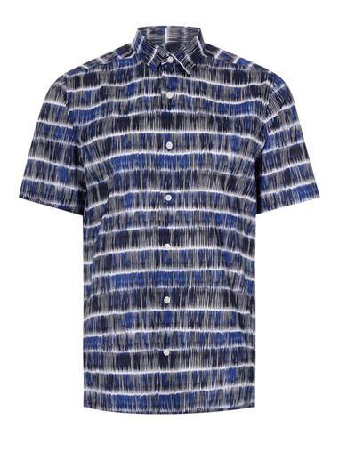 Topman Mens Blue Tile Stripe Short Sleeve Casual Shirt