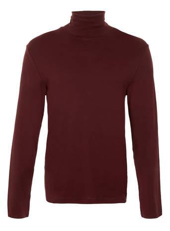 Topman Mens Burgundy Turtleneck Jersey Top