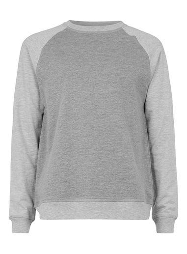Topman Mens Mid Grey Grey Marl Raglan Sweatshirt