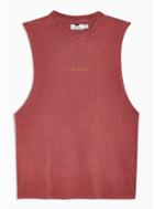 Topman Mens Cream Burgundy Wash Beverley Hills Tank