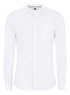 Topman Mens White Stand Collar Muscle Oxford Shirt