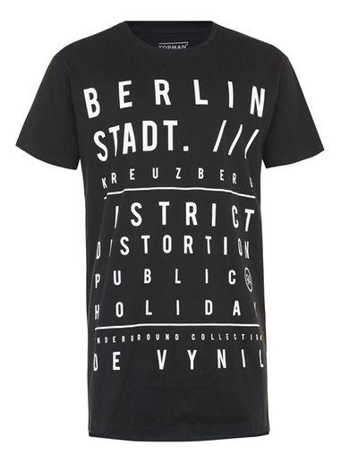 Topman Mens Black City Print Longline T-shirt