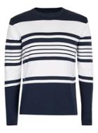 Topman Mens Navy And White Slim Fit Striped Jumper