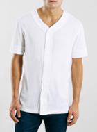 Topman Mens White Button Up Baseball T-shirt