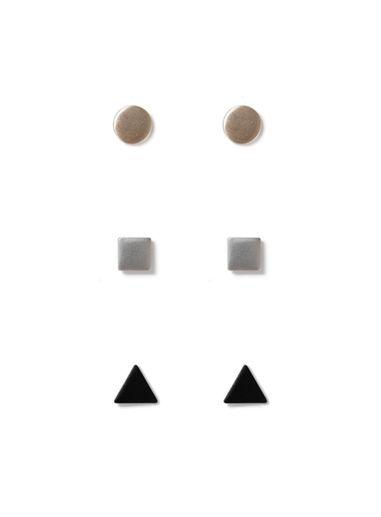 Topman Mens Grey Geometric Mixed Metal Earrings*