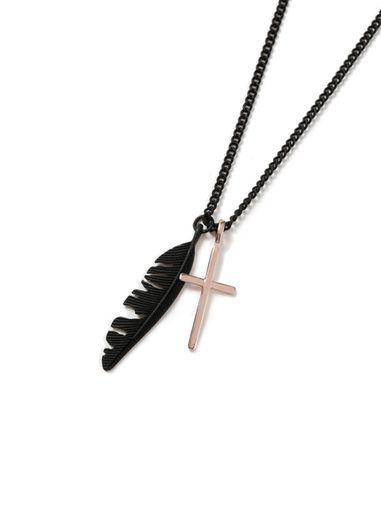 Topman Mens Black Feather Cross Necklace*