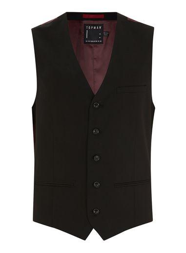 Topman Mens Black Suit Vest