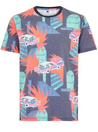 Topman Mens Navy Cars Print T-shirt